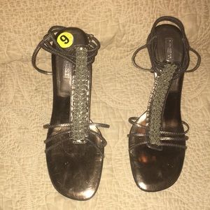 Dark army green sandals with beading Nine West